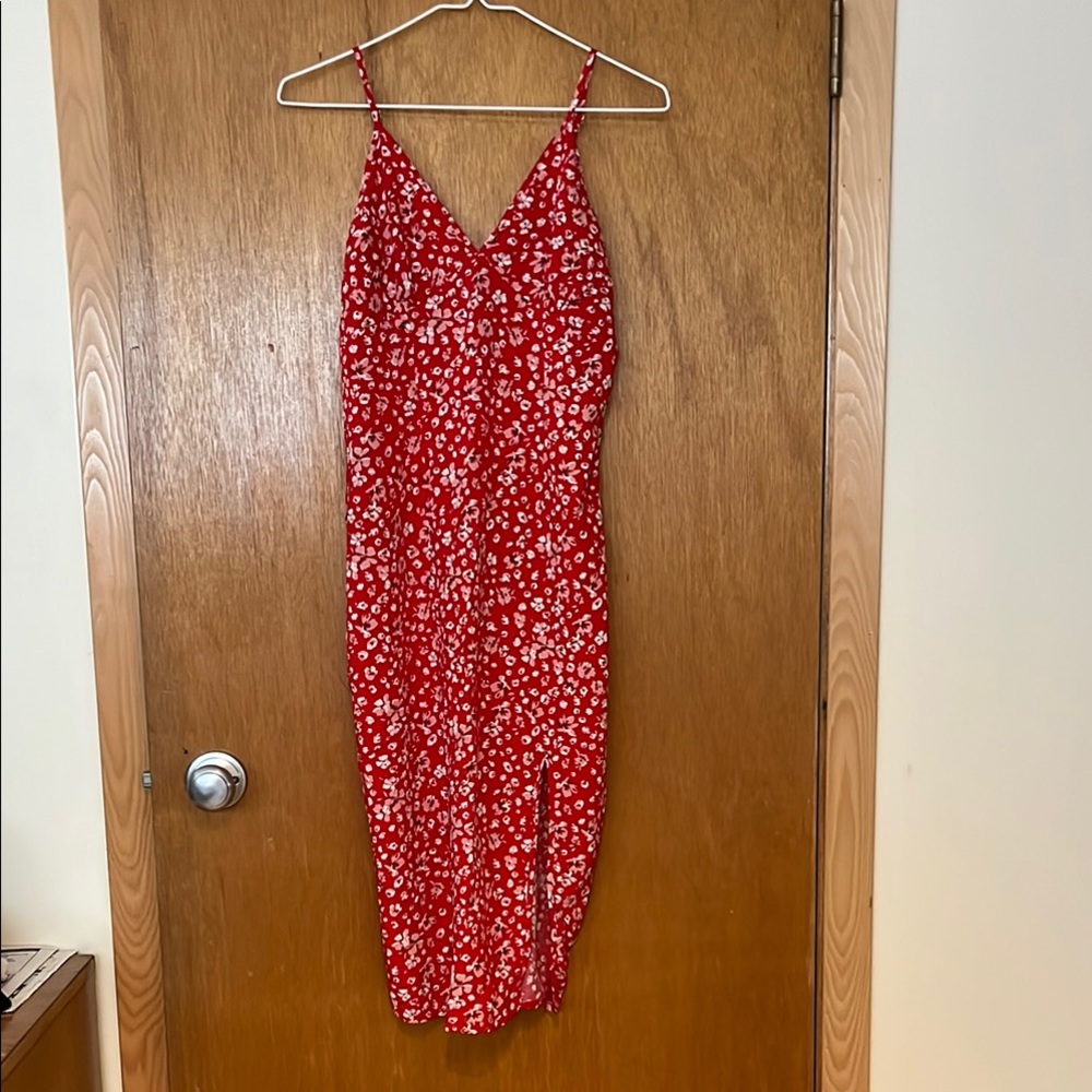 Floral Red Dress